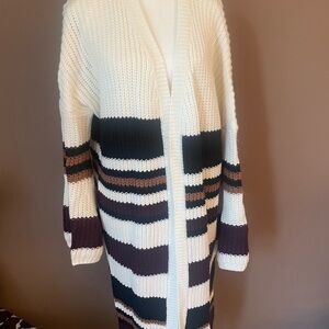 SHEIN Cream and Black Cardigan Sweater